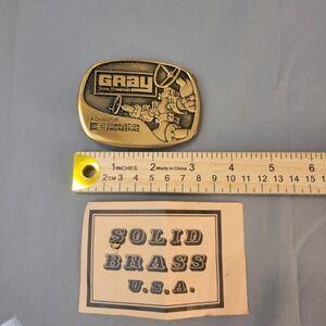 Vtg Gray Tool Company Belt Buckle 1978 Solid Brass Combustion Engineering BTS
